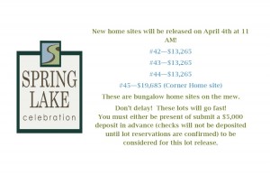 Spring Lake Aprl Lot Release