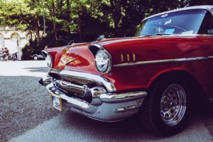 Vintage red Chevrolet car.